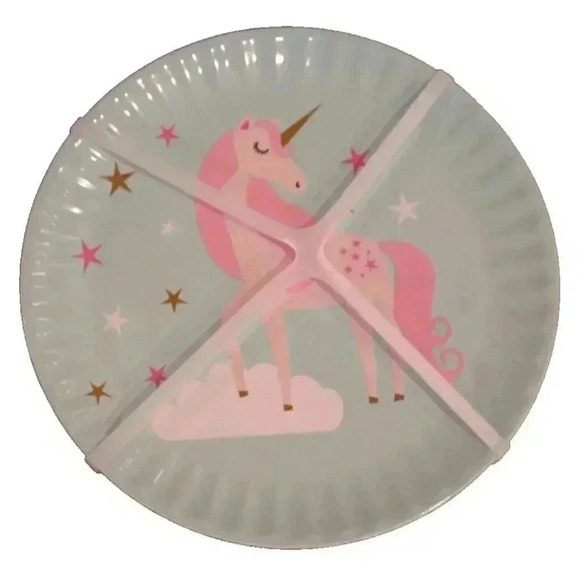 NWT Set Of 8 Novogratz Kids Melamine Outdoor Plates Unicorn Stars Birthday - Picture 1 of 3
